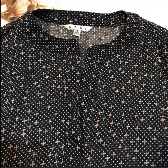 Cabi Style 239 Black Swiss Dot Sheer Blouse Size S - Picture 3 of 7